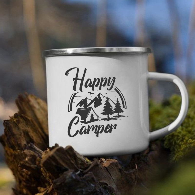 Tasse à café en émail avec poi - Outdoor Adventure Vans avis et prix
